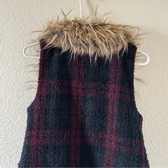 Sanctuary Tweed Faux Fur Tunic Vest XSmall Preppy Chic Layer Cozy - Picture 10 of 12